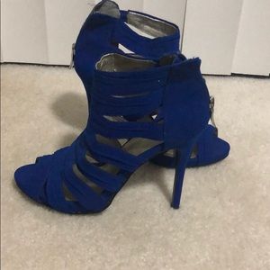 BCBG Jubilees Suede peep toe heel